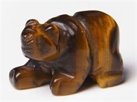 Natural Carved Tigers Eye Stone Bear Ornament