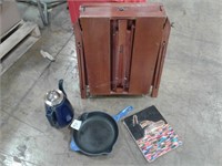 Creuset Frying Pan, Vintage Tea Pot & Art priced a