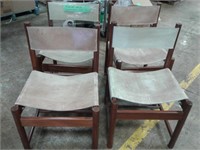 Lot of 4 Michel Arnoult 1960s Leather Chairs $2000