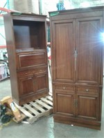 Lot of 2 Large Wood Cabinets 34" x 20" x 80"