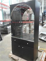 1970's Bar  Cabinet w/ Glass Doors & Mirrored back