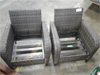 Lot of 2 Canvas Resin Weave Outdoor Chairs