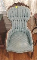 BADGE BACK PLEAT AND ROLL UPHOLSTERED ARM CHAIR