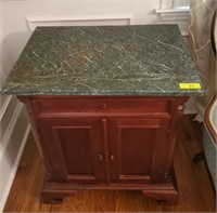 MARBLE TOP COMMODE CABINET