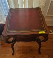 LEATHER TOP OCCASIONAL TABLE
