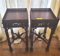 PAIR OF VINTAGE MAHOGANY PLANT STANDS