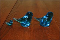 2- 2 INCH HIGH GLASS BIRDS-1 SMALL BIRD