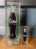 Vintage Coca-Cola Bottles in Lucite Blocks