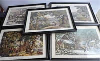 5 Courier Ives Prints 16 1/2"x11 1/2"