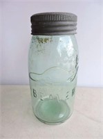 Outstanding Beaver Quart Jar W/ Green Tone