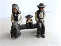 Cast Iron Mennonites On Bench 3"Lx3"T