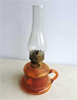 Antique Amber Finger Lamp 9"T