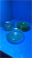 Green depression bowls and plates
