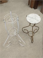 MARBLE AND METAL SIDE TABLES