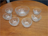 GLASS SERVING SET WITH 6 DESSERT BOWLS