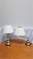 2 GOLD COLOURED TRI-LIGHT SWING LAMPS