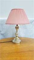 TRI-LIGHT FLORAL LAMP WITH PINK SHADE