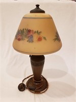 ANTIQUE MOE BRIDGES LAMP WITH HAND PAINTED SHADE