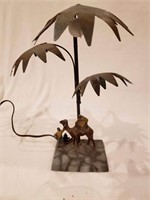 FRANZ BERGMAN STYLE PALM TREE AND CAMEL LAMP