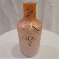 ORANGE SATIN HERRINGBONE VASE WITH FLORAL DETAIL