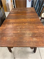 HEAVY WOODEN DINING TABLE WITH EXTRA LEAVES