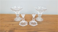 GLASS AND CRYSTAL CANDLE HOLDERS