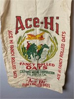 Vintage Antique Ace-Hi Oats Burlap Bag Sack