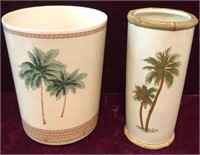 Ceramic Vase and Plastic Waste Bin
