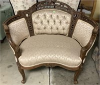 Vintage French Walnut Louis Xv Style Bergere