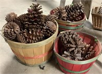 Wooden Produce Baskets And Pinecones