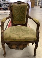 French Style Carved Accent Chair Needs Repair