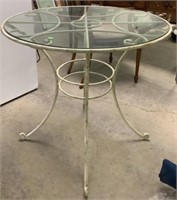 Wrought Iron Glass Top Table 31 Inch