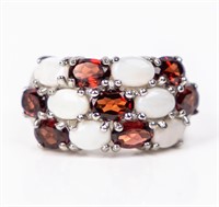 Jewelry Sterling Silver Garnet / Opal Ring