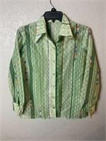 Vintage Knit Abstract Button Front Shirt