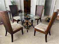 Bamboo/rattan/glass table w/ 4 chairs