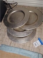 4 silver-toned plate chargers