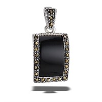 Black Onyx Marcasite  Pendant