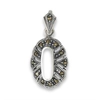 Oval Mother Of Pearl Marcasite Pendant