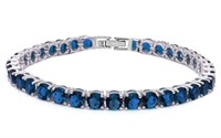 Round Cut 14.50ct Blue Sapphire Bracelet