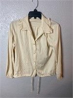 Vintage 1970s Drawstring Button Front Ruffle Shirt