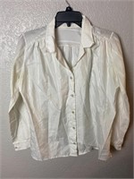 Vintage White Patterned Button Front Shirt