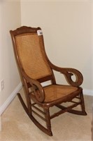 caned wood rocking chair