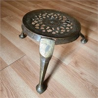 Vintage Indian Brass Foot Stool / Pedestal