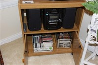 stereo, stand and cds/cassettes