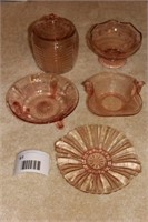 lot of pink depression glass