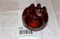 rose bowl - red glass with floral design