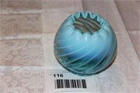 rose bowl - light blue glass with swirl