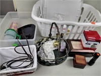 Baskets, blood pressure monitor, jewelry box,