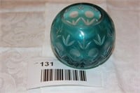 rose bowl - turquoise cut glass