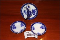 Flow Blue - tea cup and 2 mini bowls